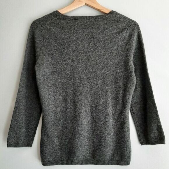 InCASHMERE 100% Cashmere Scoop Neck Sweater Grey Sz M - Picture 6 of 10